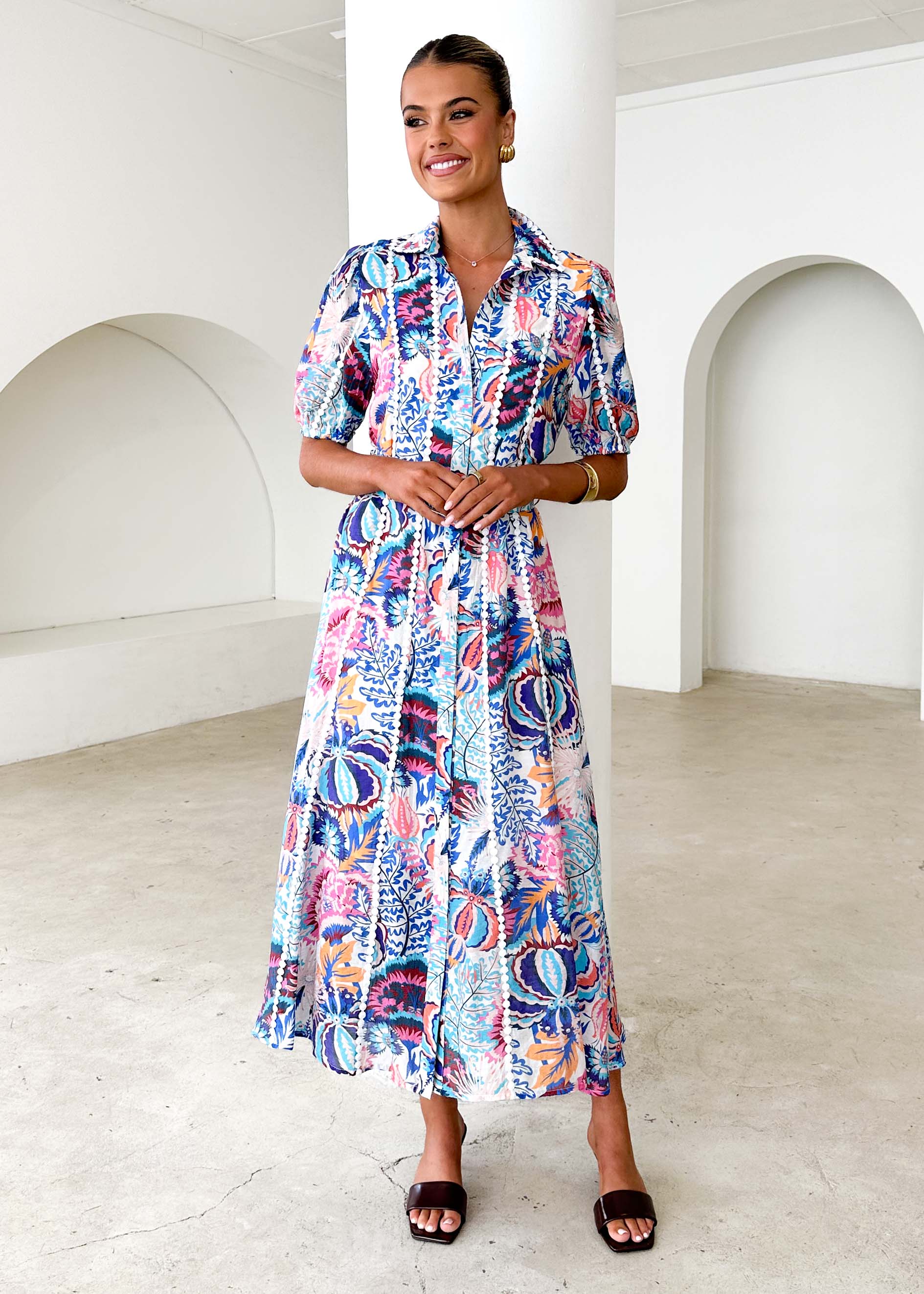 Mannia Maxi Dress - Blue Peacock - Honorern