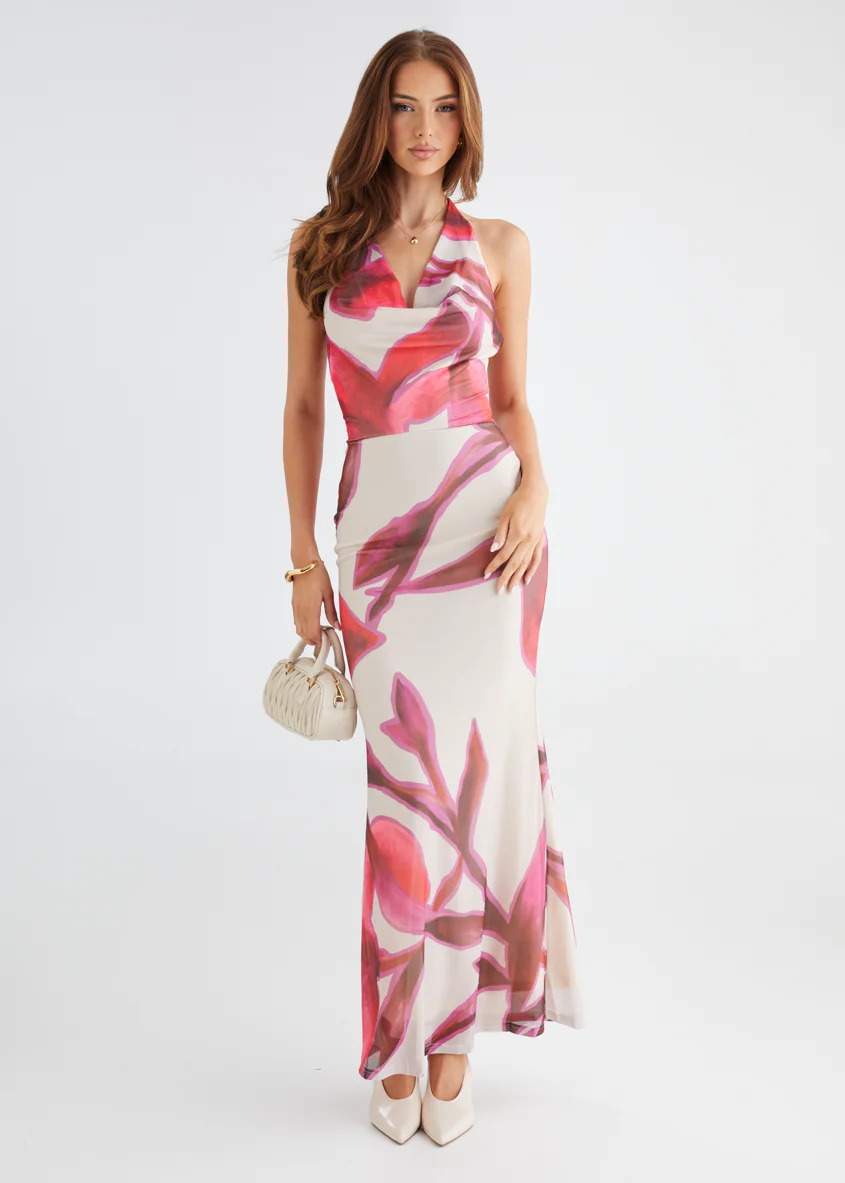 Maree Maxi Dress - Crimson Leaf - Honorern