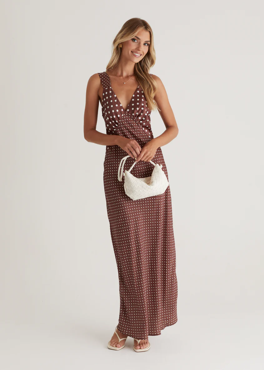Taleena Maxi Dress - Chocolate Spot - Honorern