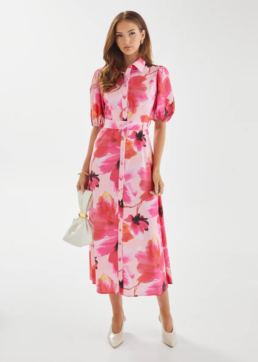 Jordyn Maxi Dress - Raspberry Floral - Honorern