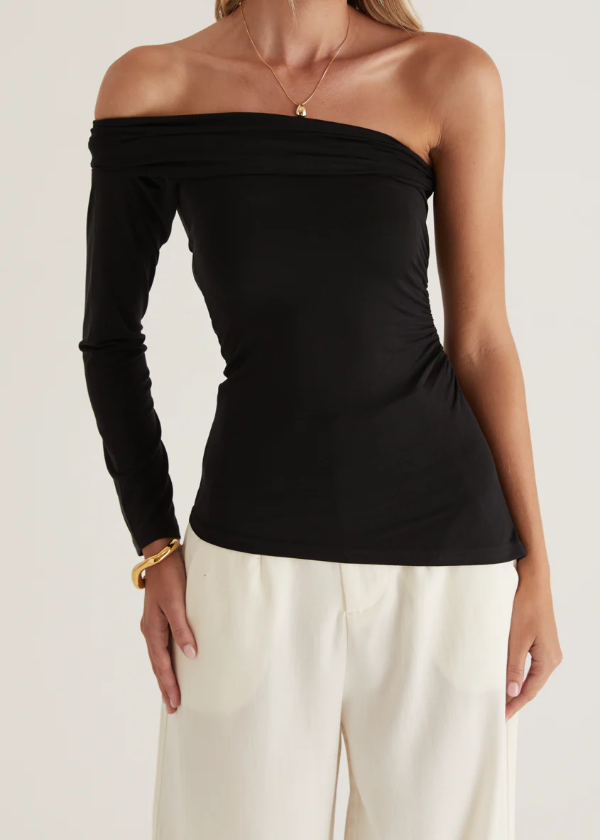 Hayler One Shoulder Top - Black - Honorern