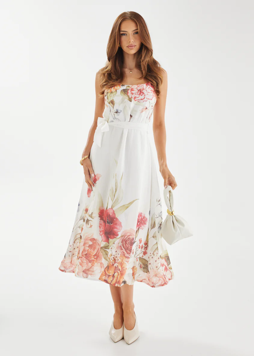 Andrea Midi Dress - White Garden - Honorern