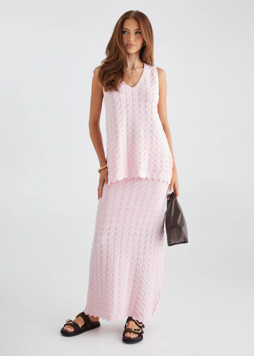 Nerida Knit Maxi Skirt - Pink - Honorern