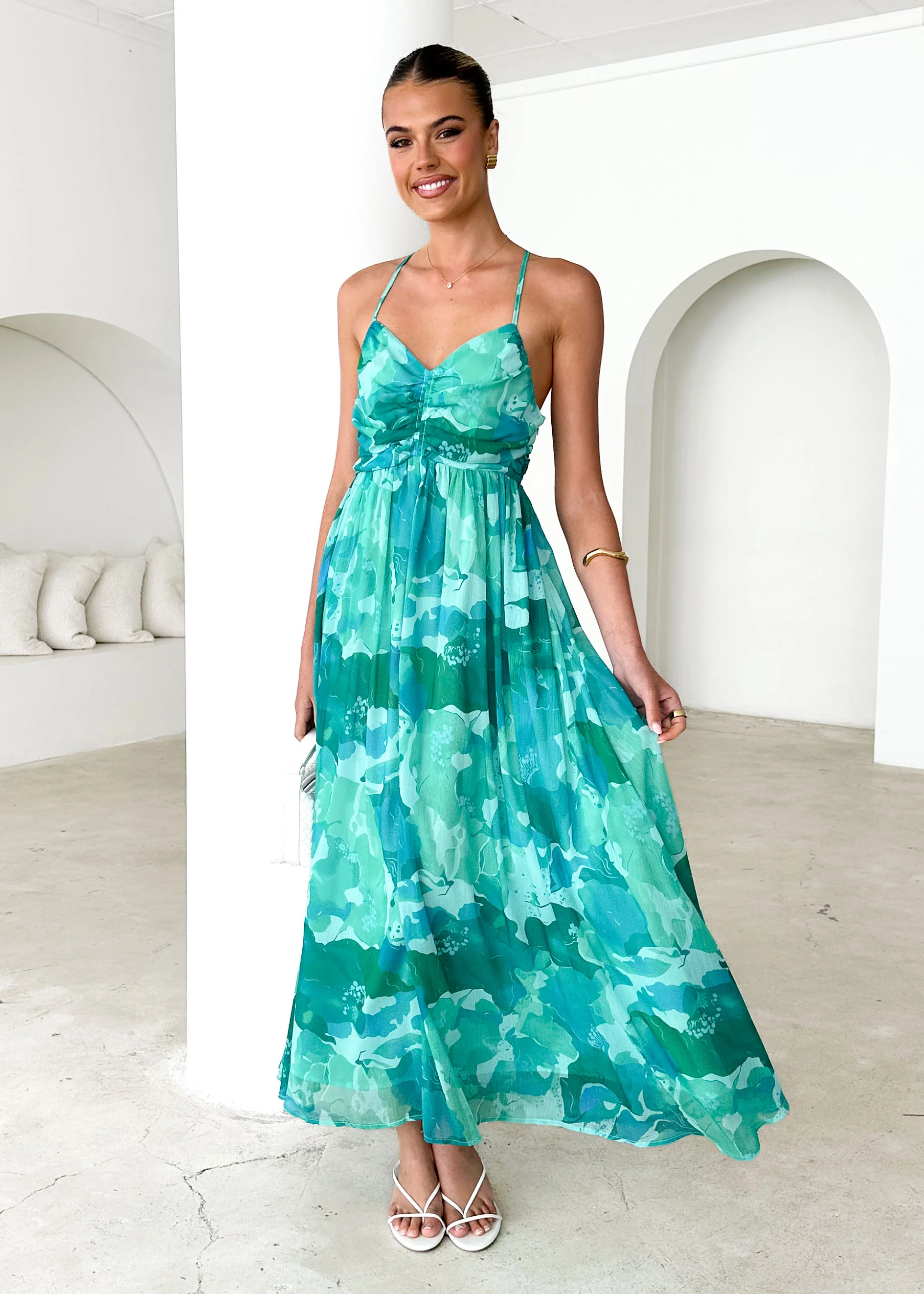 Tahitian Midi Dress - Green Rush - Honorern