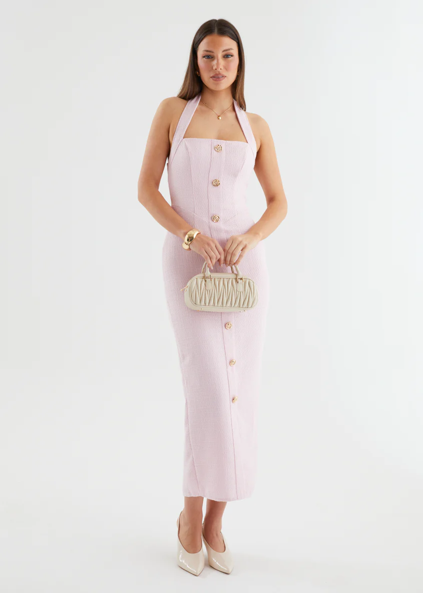 Marina Halter Maxi Dress - Baby Pink - Honorern