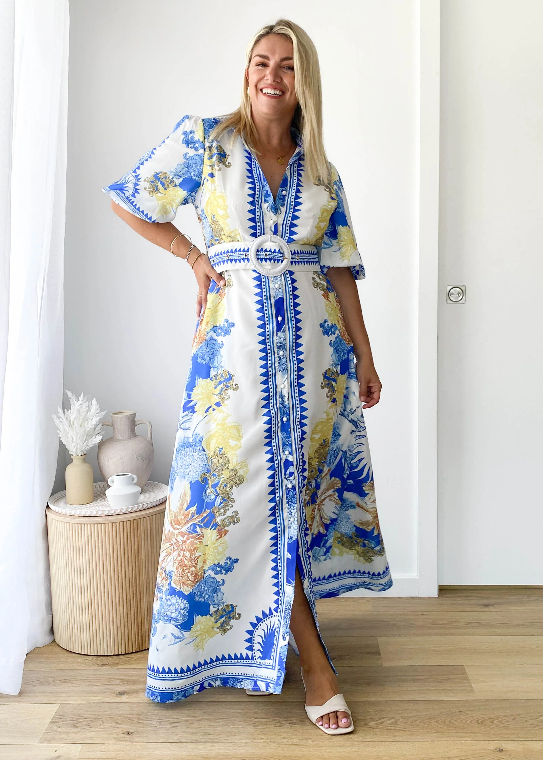 Khaleesi Midi Dress - China Doll Blue - Honorern