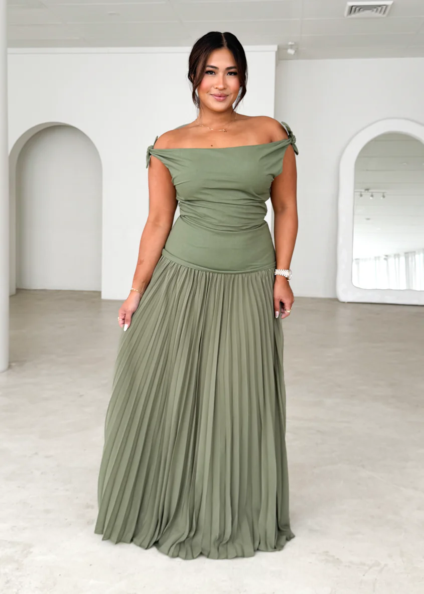 Keyla One Shoulder Maxi Dress - Khaki - Honorern