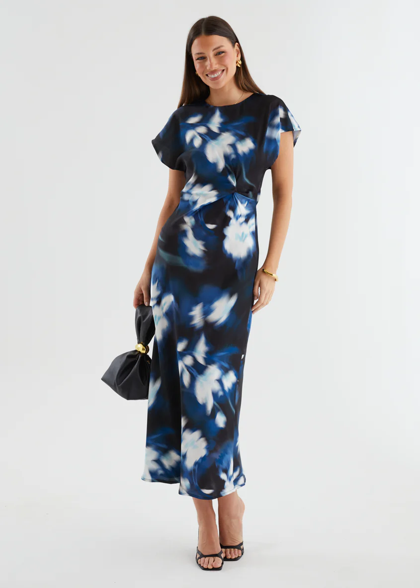 Odesza Maxi Dress - Navy Abstract - Honorern