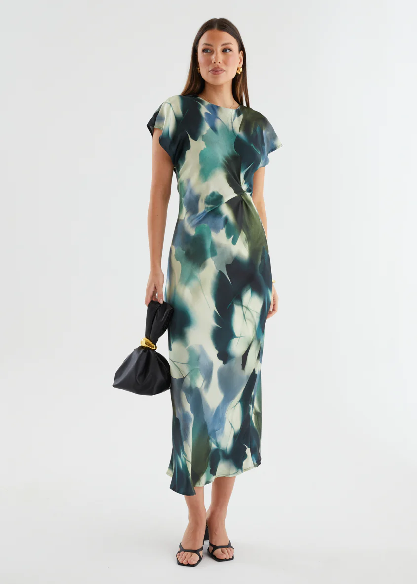 Odesza Maxi Dress - Olive Abstract - Honorern