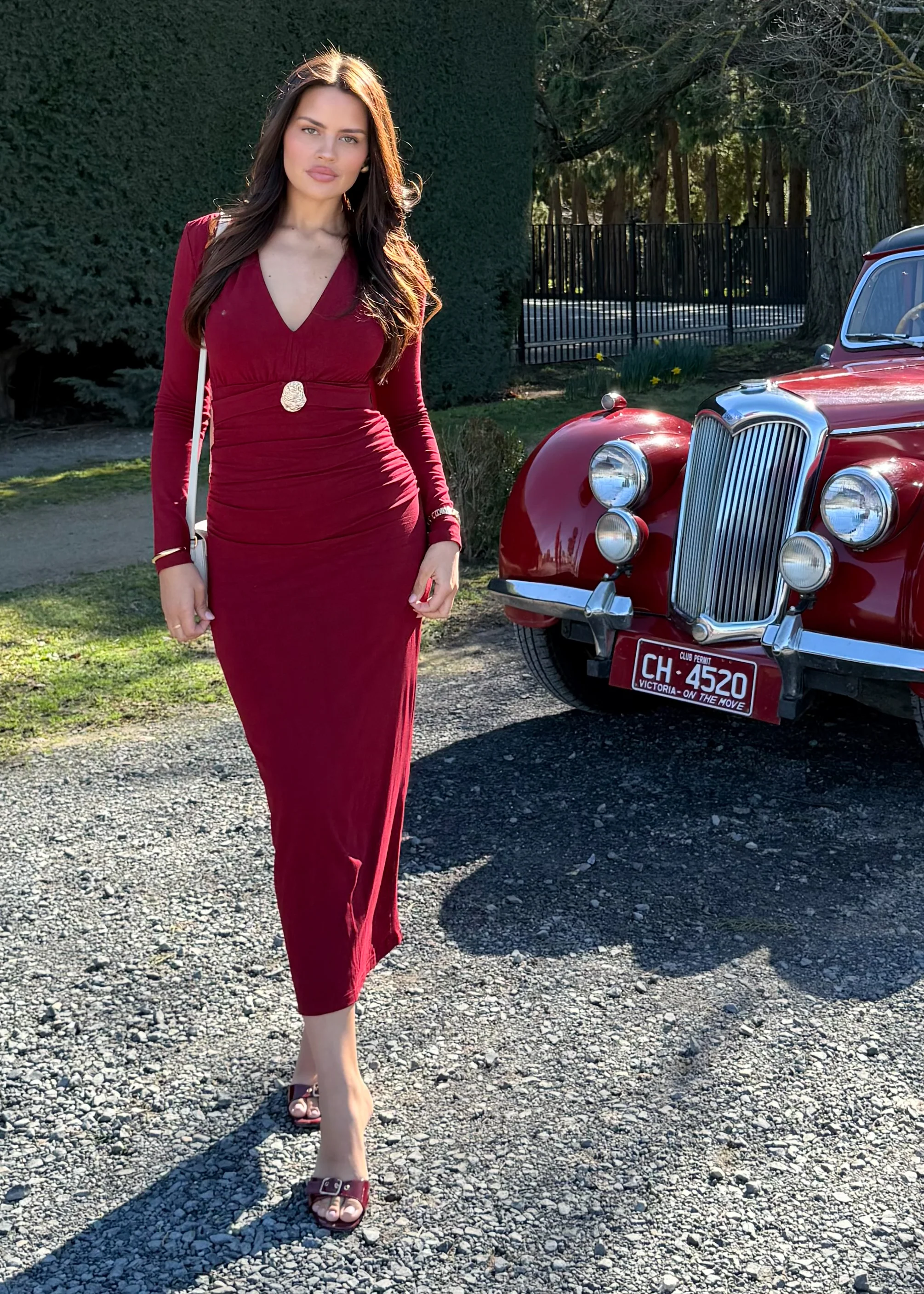 Alysse Midi Dress - Wine - Honorern