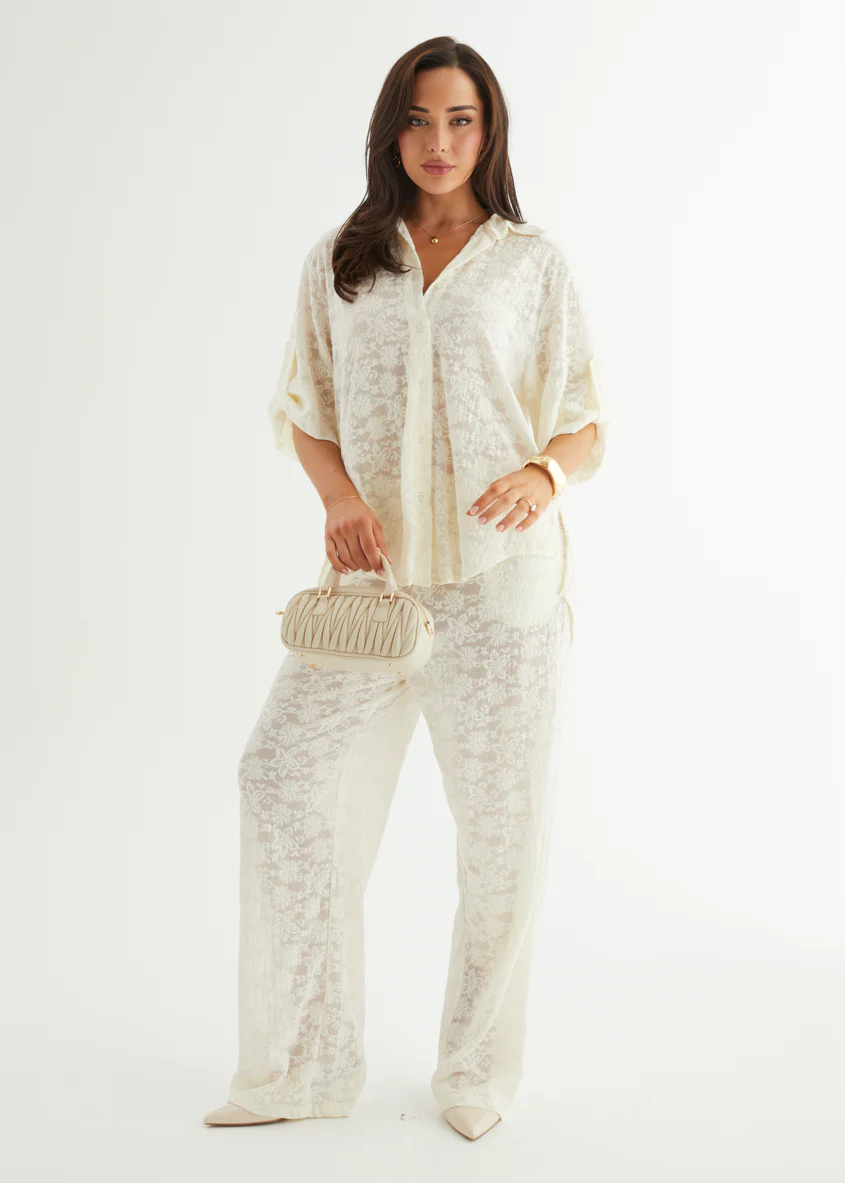Natassia Lace Shirt - Off White - Honorern