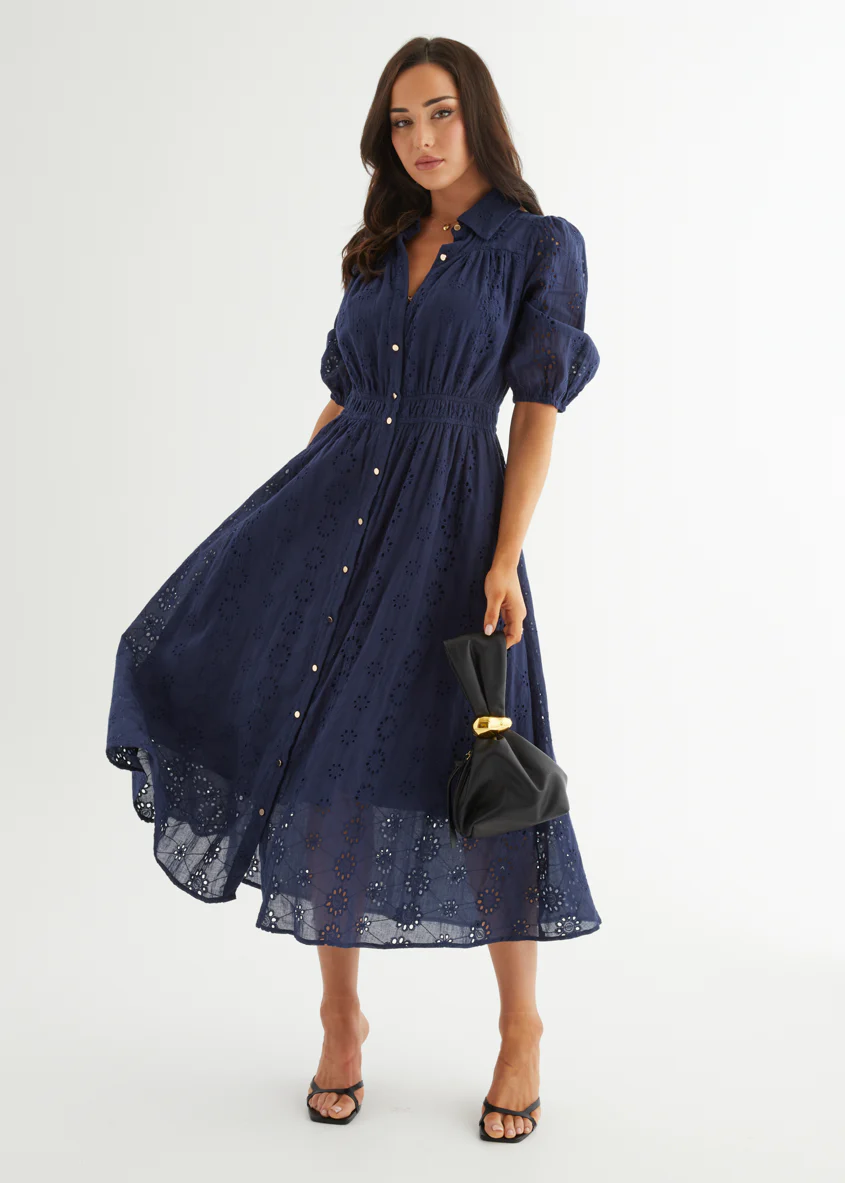 Eryn Midi Dress - Navy Anglaise - Honorern