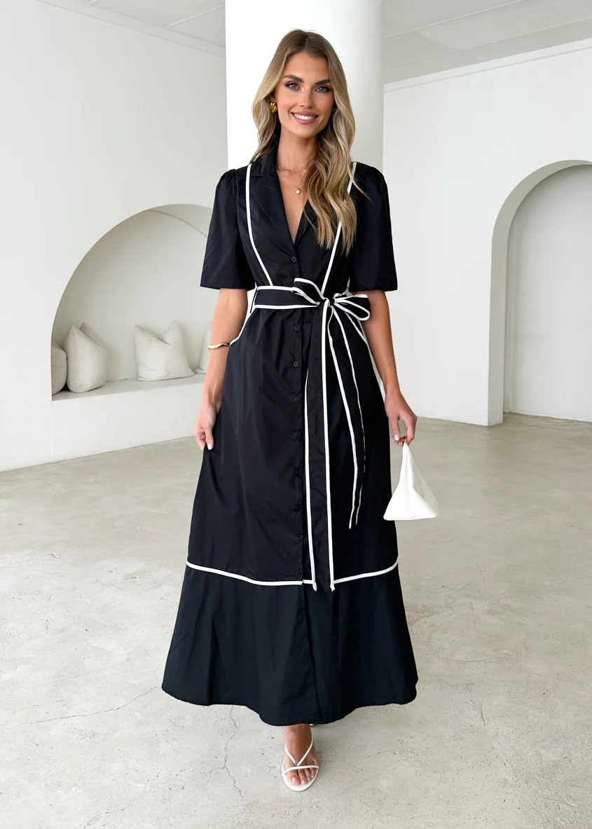 Stella Maxi Dress - Black - Honorern