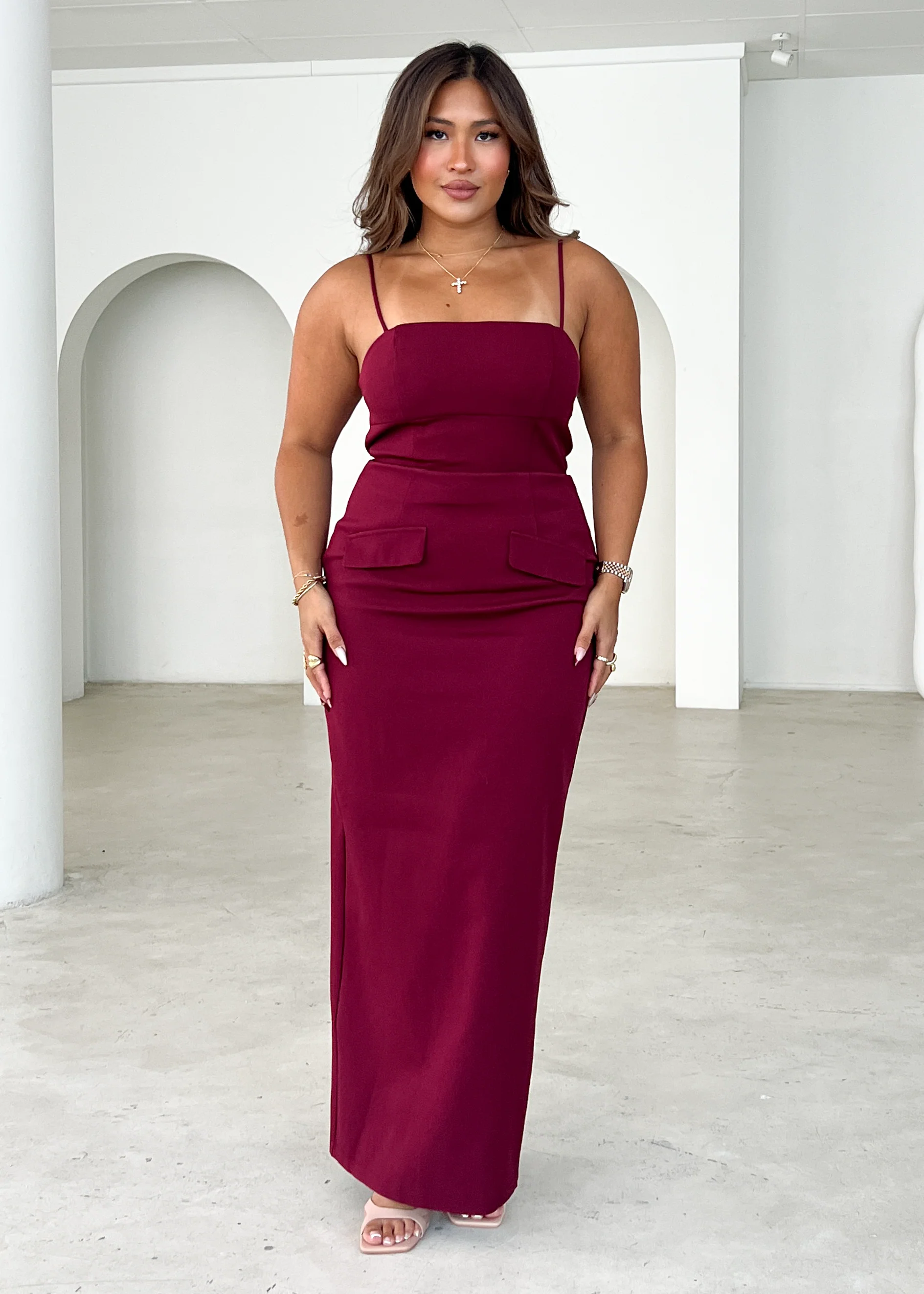 Hansel Maxi Dress - Wine - Honorern