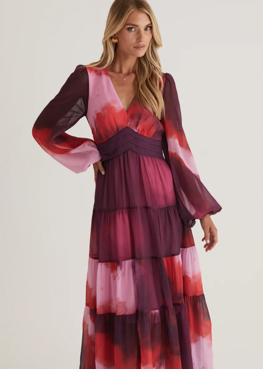 Mayella Maxi Dress - Plum Tie Dye - Honorern