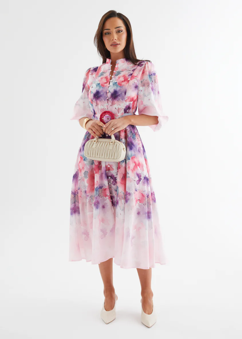 Mykaela Midi Dress - Lavender Blossom - Honorern