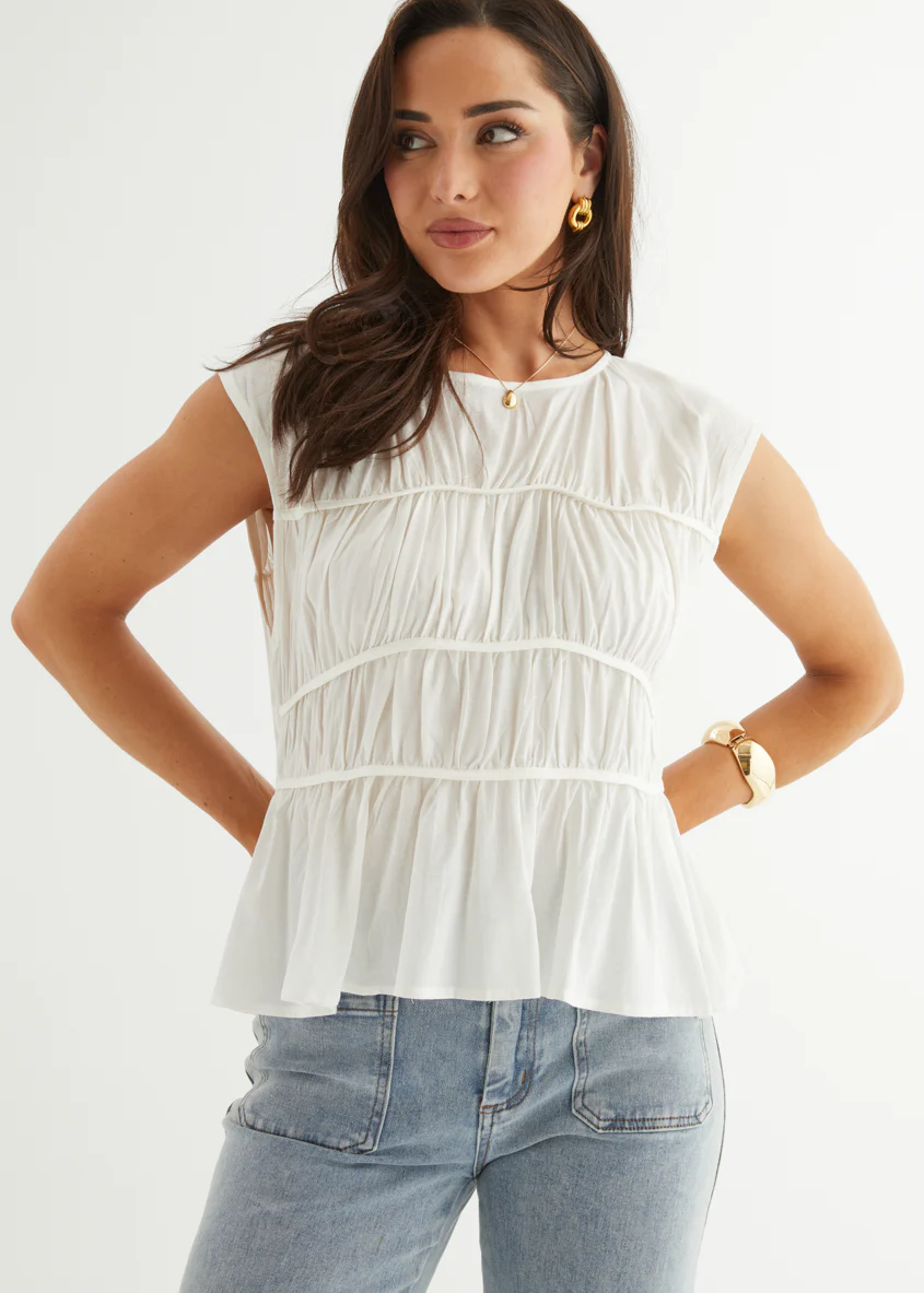 Evangelia Top - Off White - Honorern