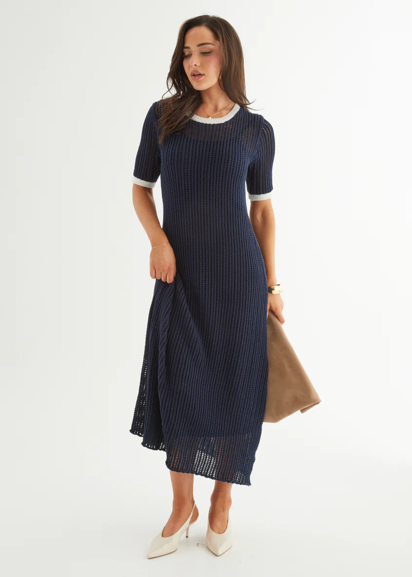 Janine Knit Maxi Dress - Navy - Honorern