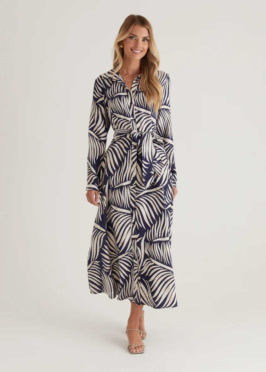 Luxe Midi Dress - Navy Fern - Honorern