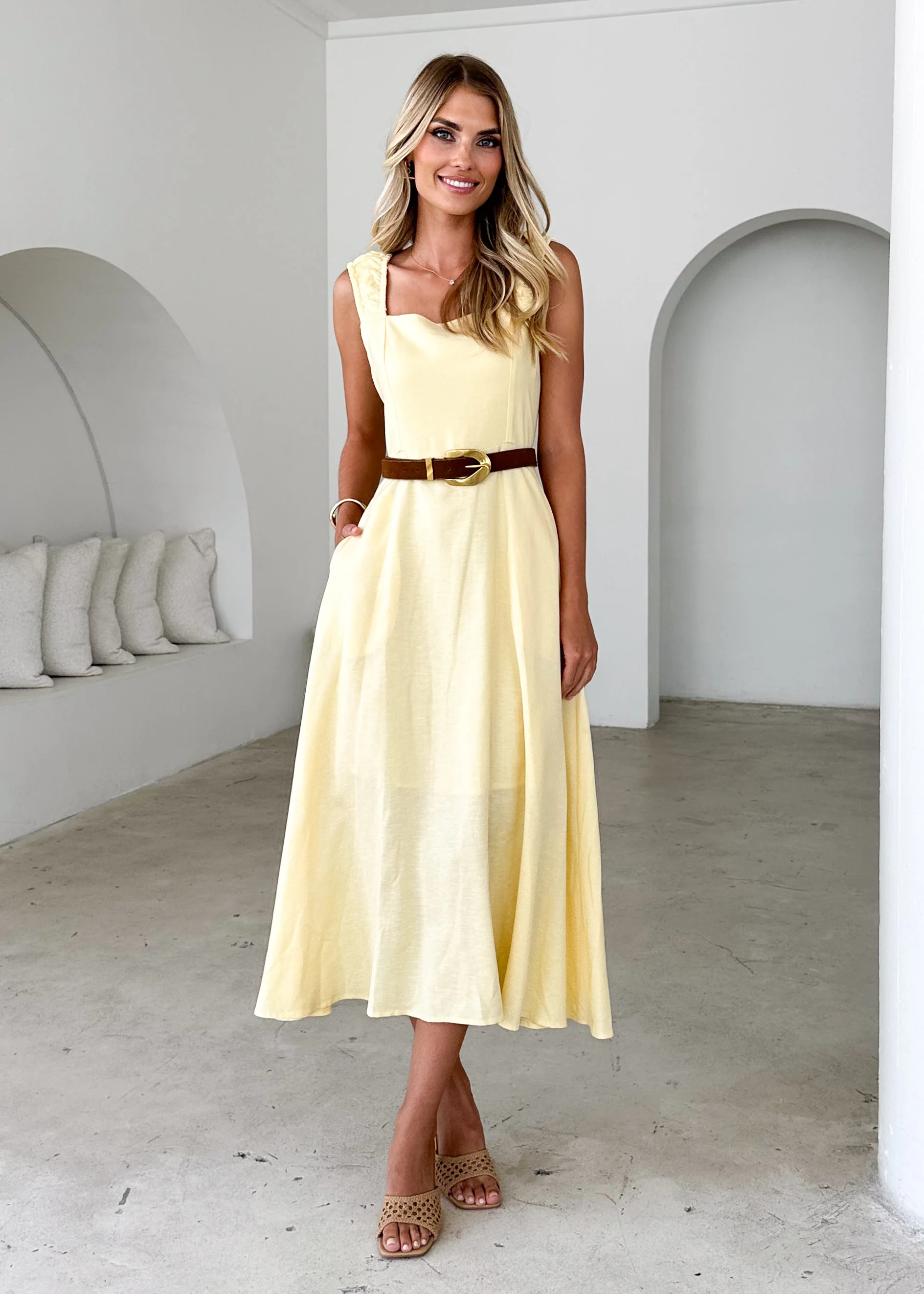 Lila Midi Dress - Lemon - Honorern