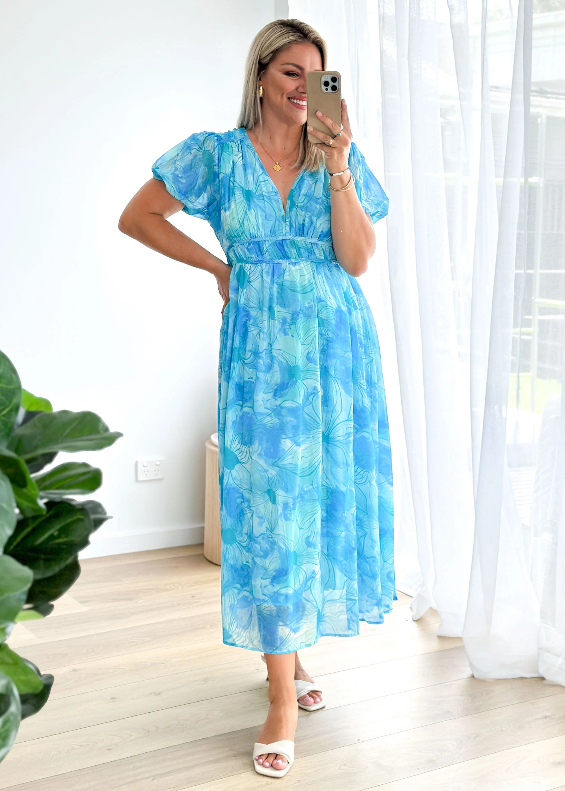 Revival Maxi Dress - Blue Splash - Honorern