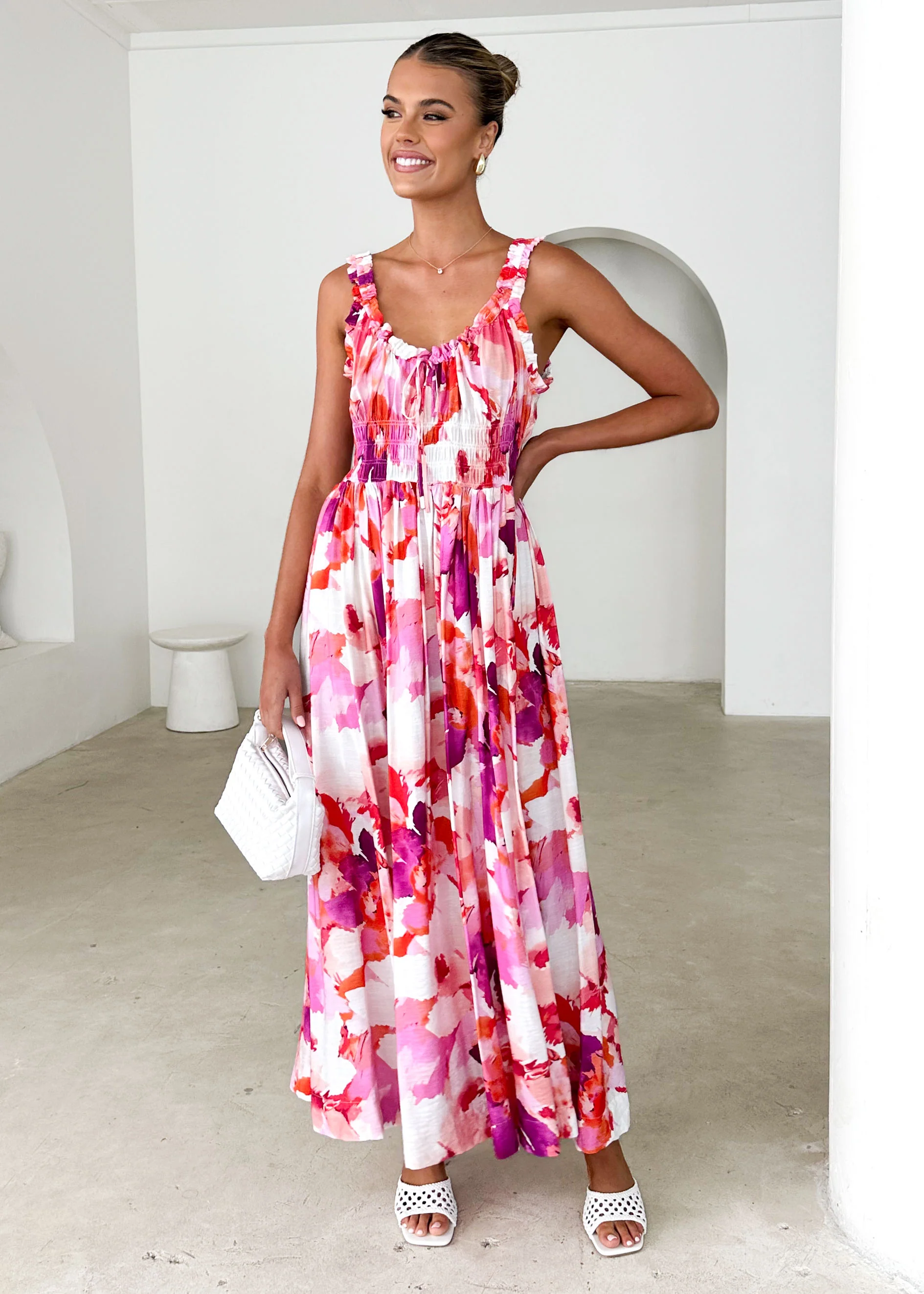 Pearl Maxi Dress - Magenta Floral - Honorern