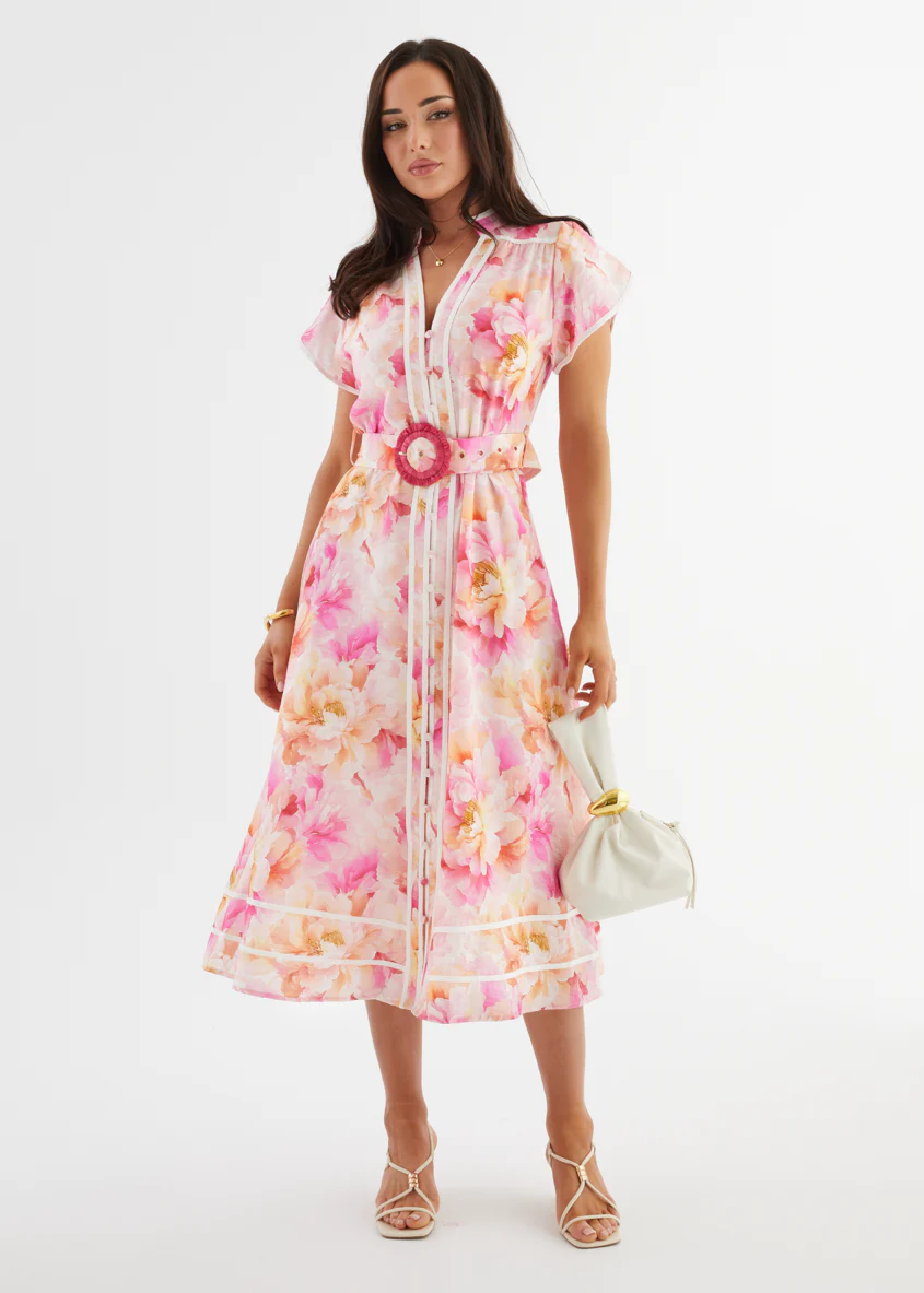 Dafina Maxi Dress - Magenta Floral - Honorern
