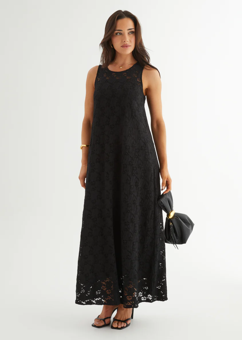 Aneika Lace Maxi Dress - Black - Honorern