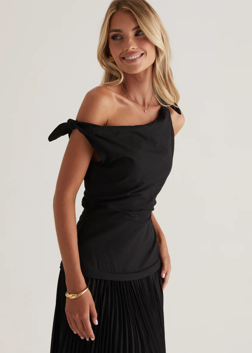 Keyla One Shoulder Maxi Dress - Black - Honorern