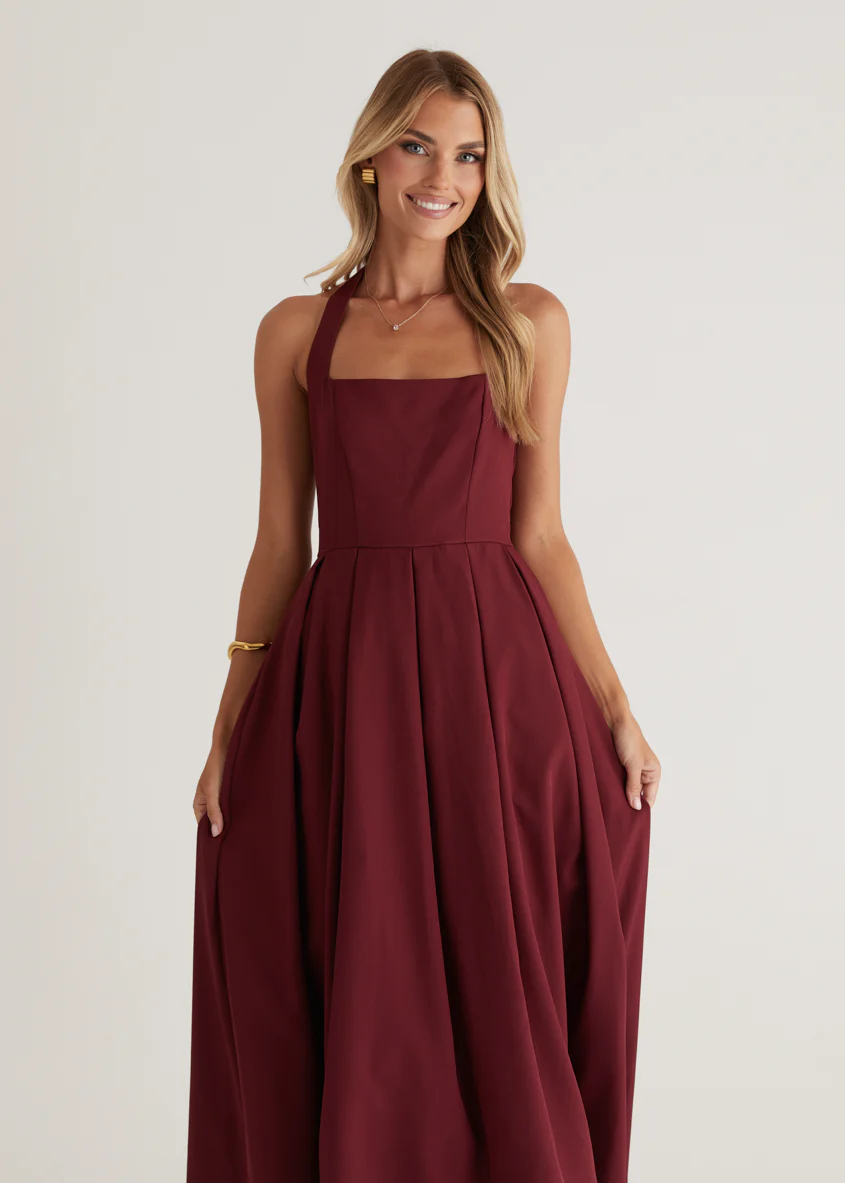 Leigh Halter Maxi Dress - Wine - Honorern