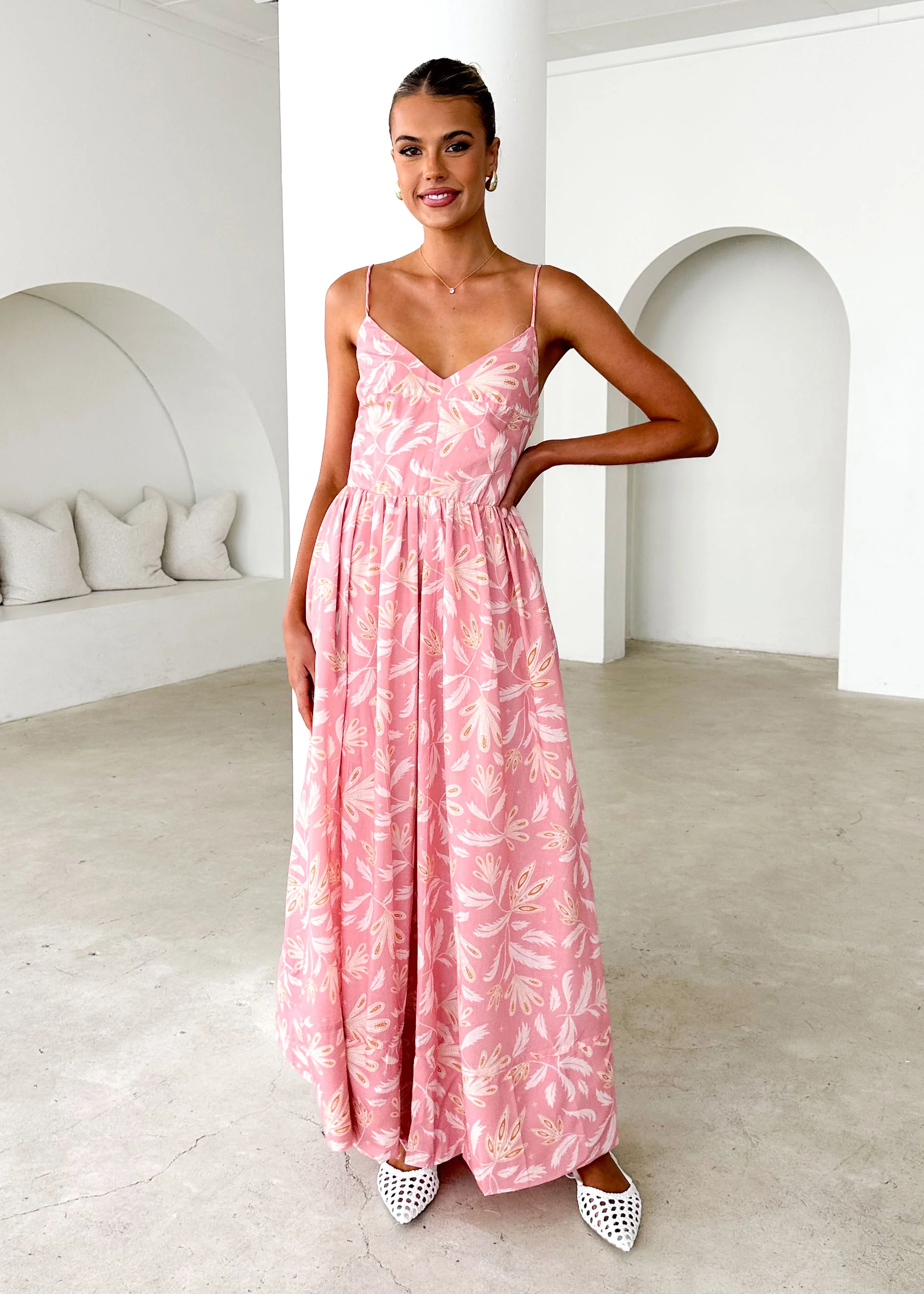Madrid Maxi Dress - Blush Abstract - Honorern