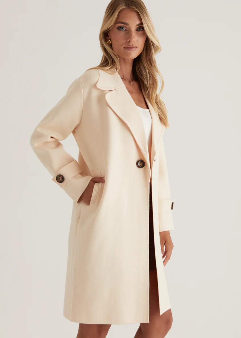 Chayso Knit Coat - Cream - Honorern