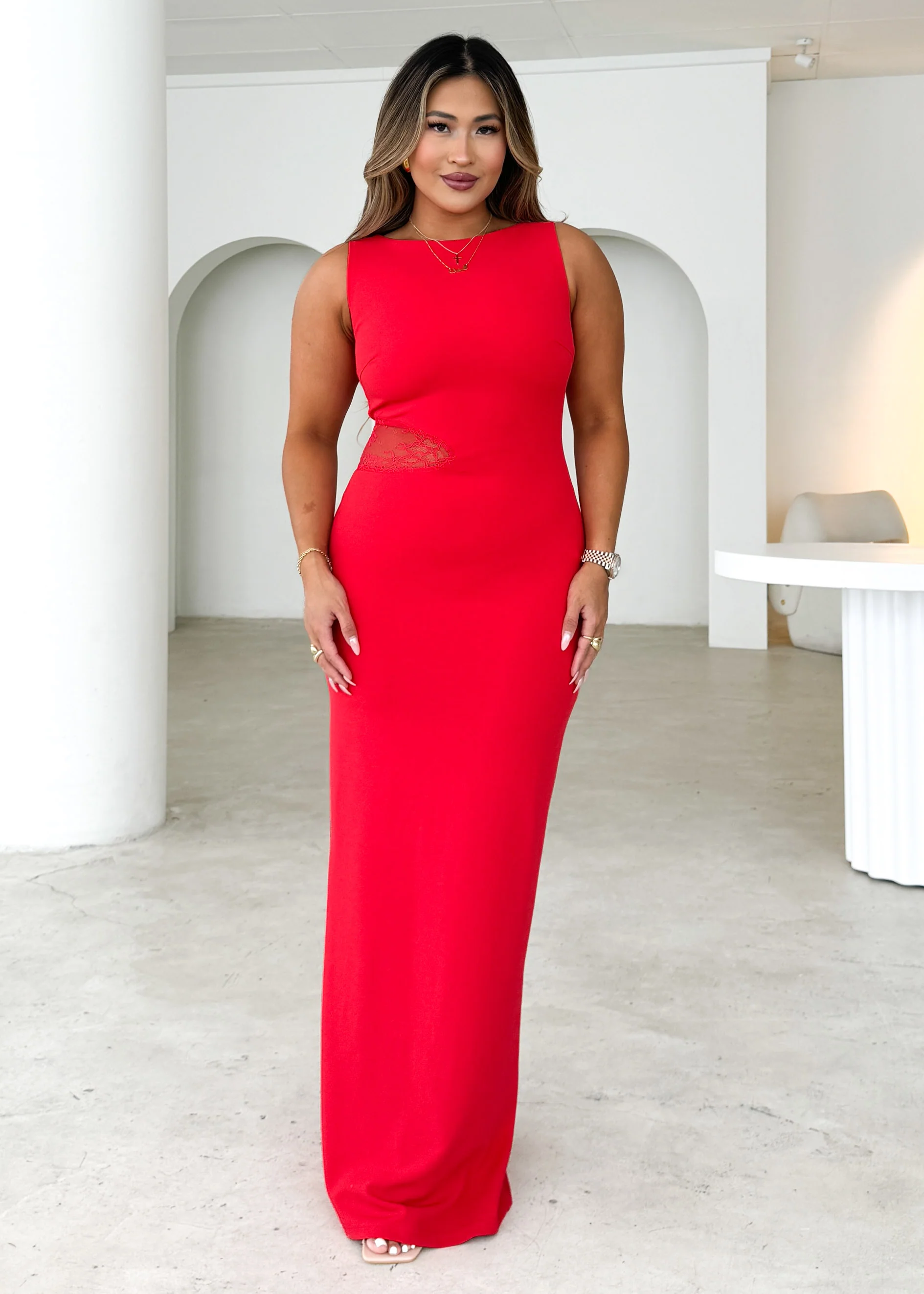 Lenon Maxi Dress - Red - Honorern
