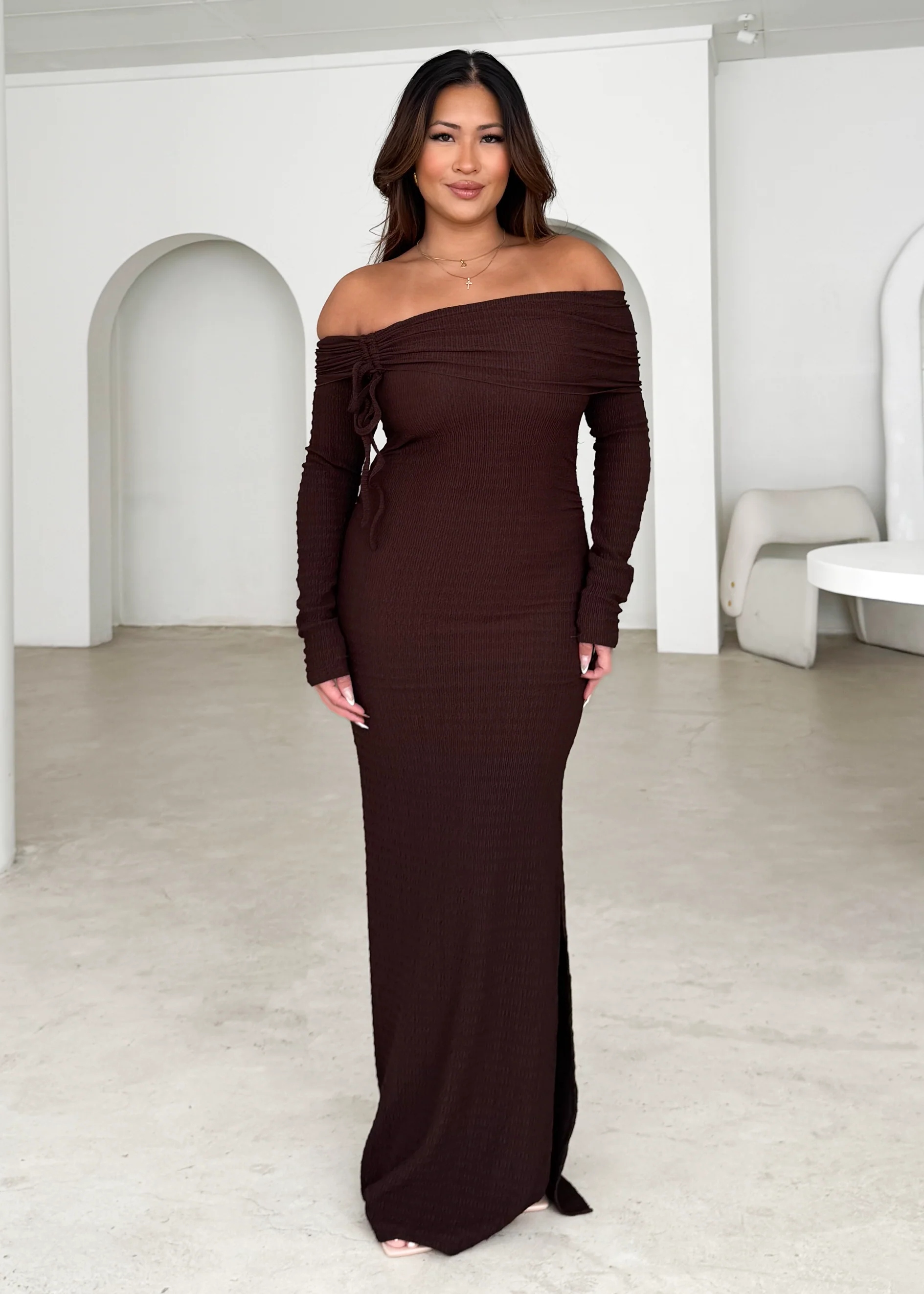 Cleobella Drop Shoulder Maxi Dress - Espresso - Honorern