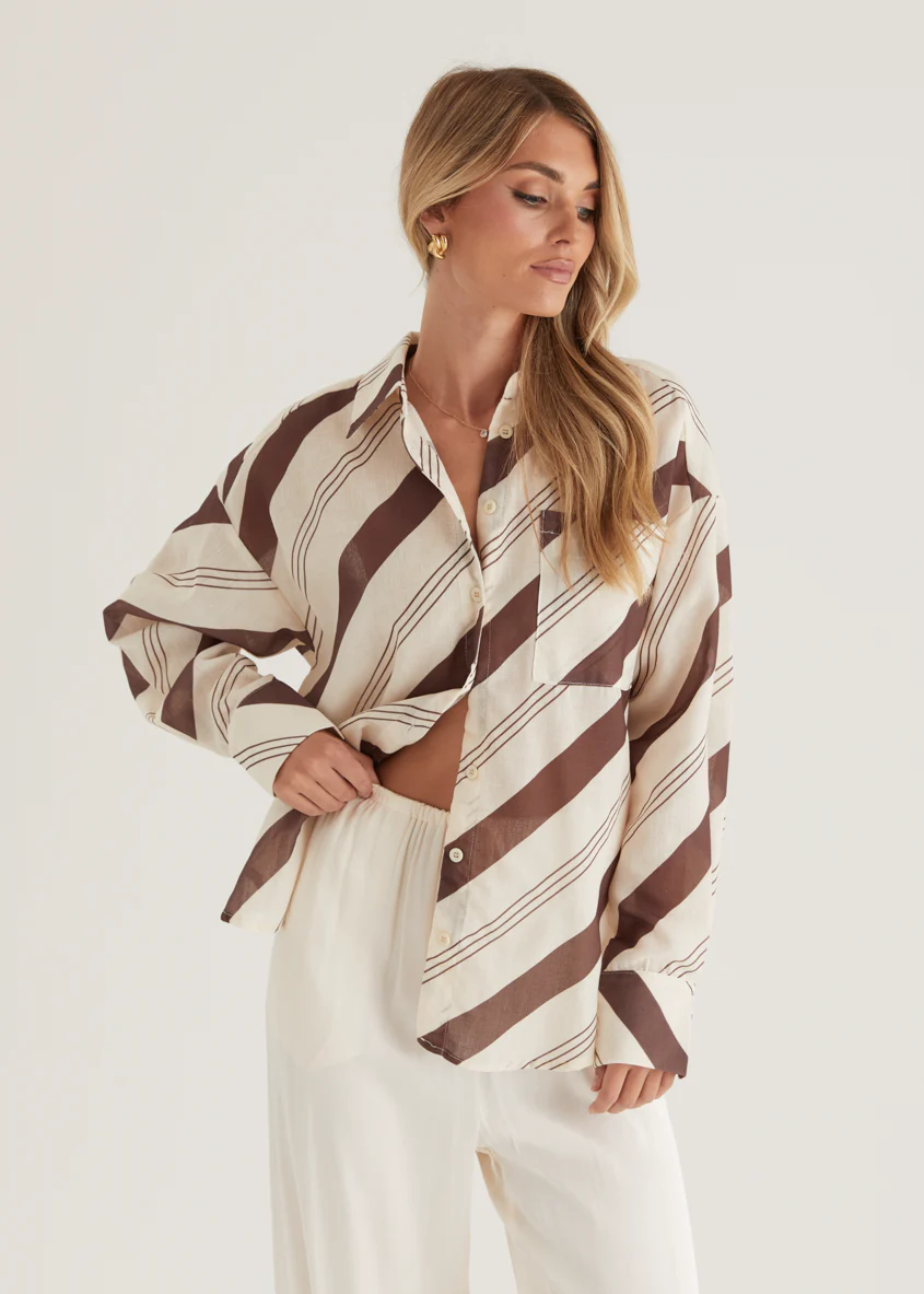 Jessa Shirt - Choc Stripe - Honorern