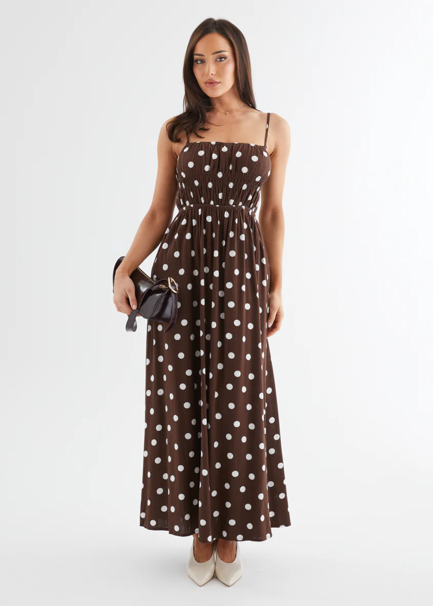 Nina Maxi Dress - Choc Polka - Honorern