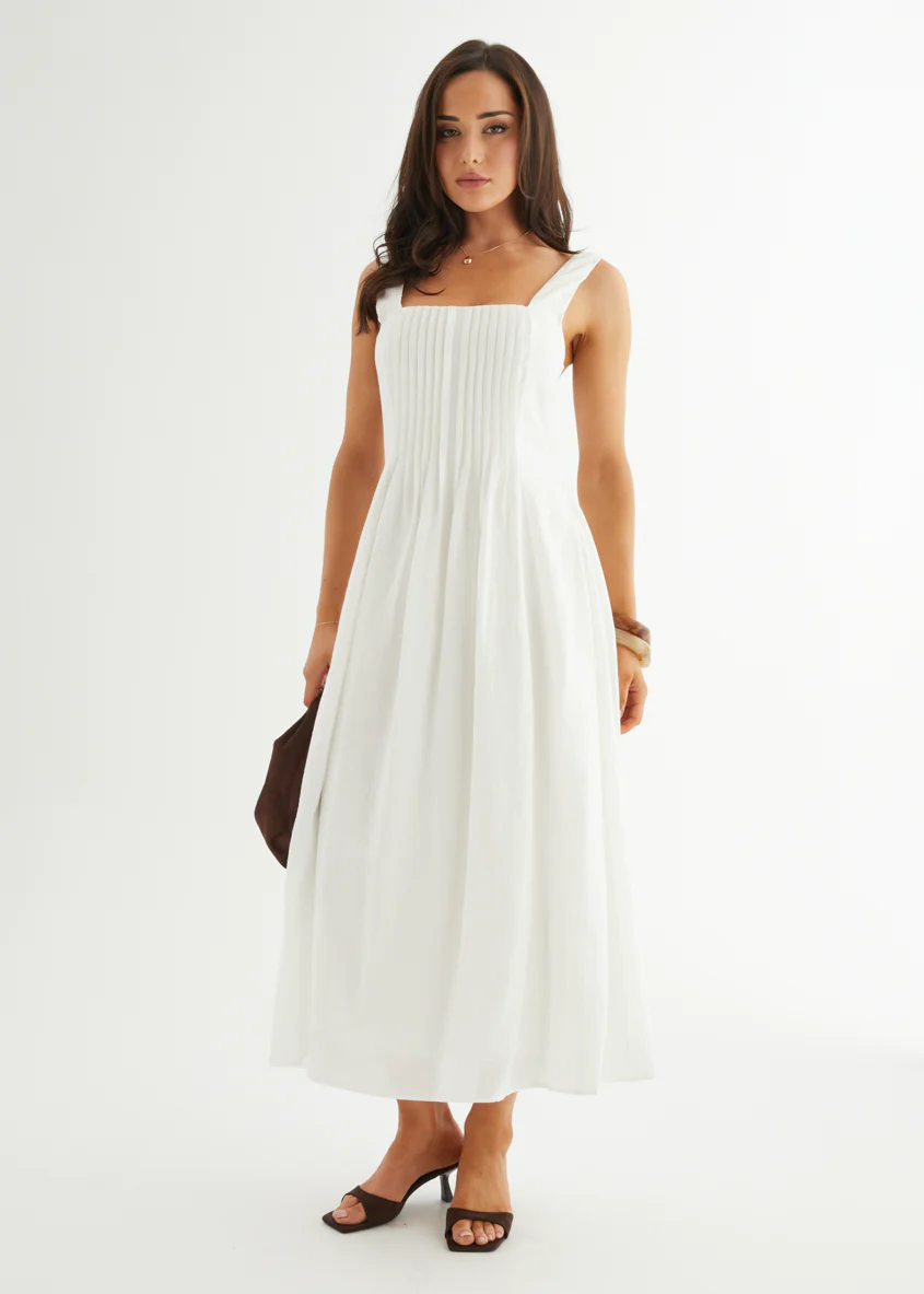 Neishia Midi Dress - Off White - Honorern