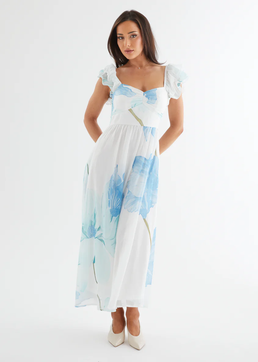 Nahla Maxi Dress - Blue Wildflower - Honorern