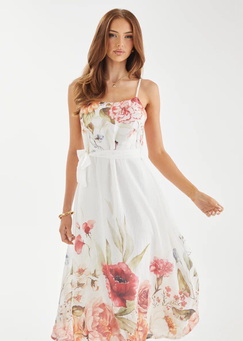 Andrea Midi Dress - White Garden - Honorern