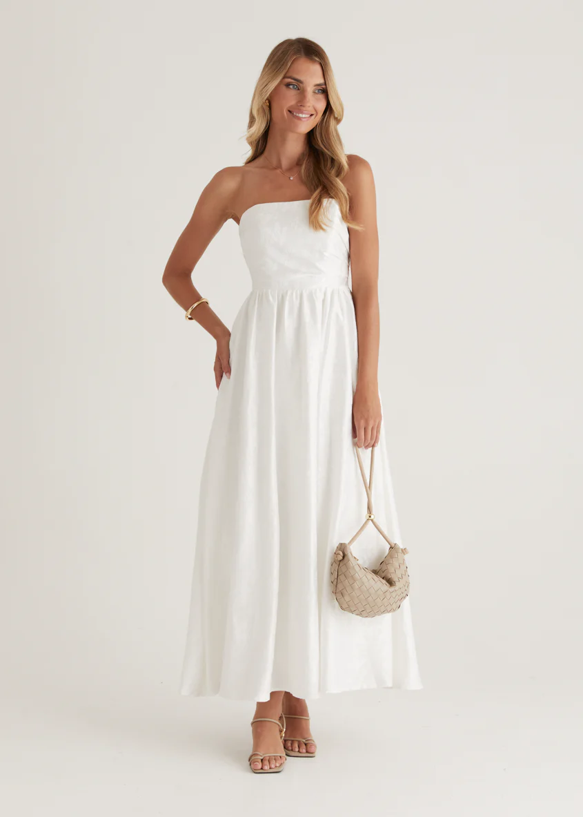 Laneway Strapless Maxi Dress - Off White - Honorern