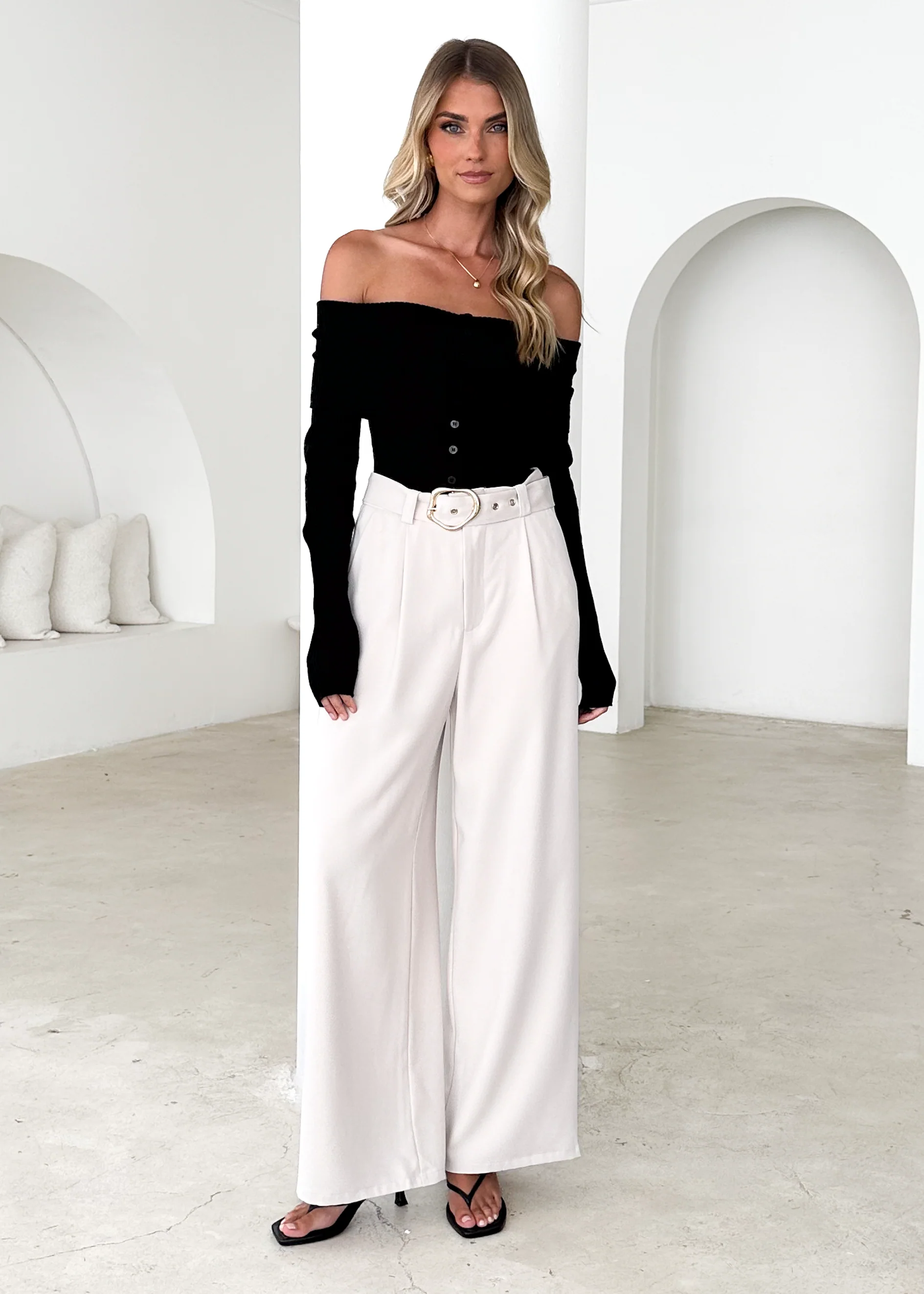 Talulah Off Shoulder Knit Top - Black - Honorern