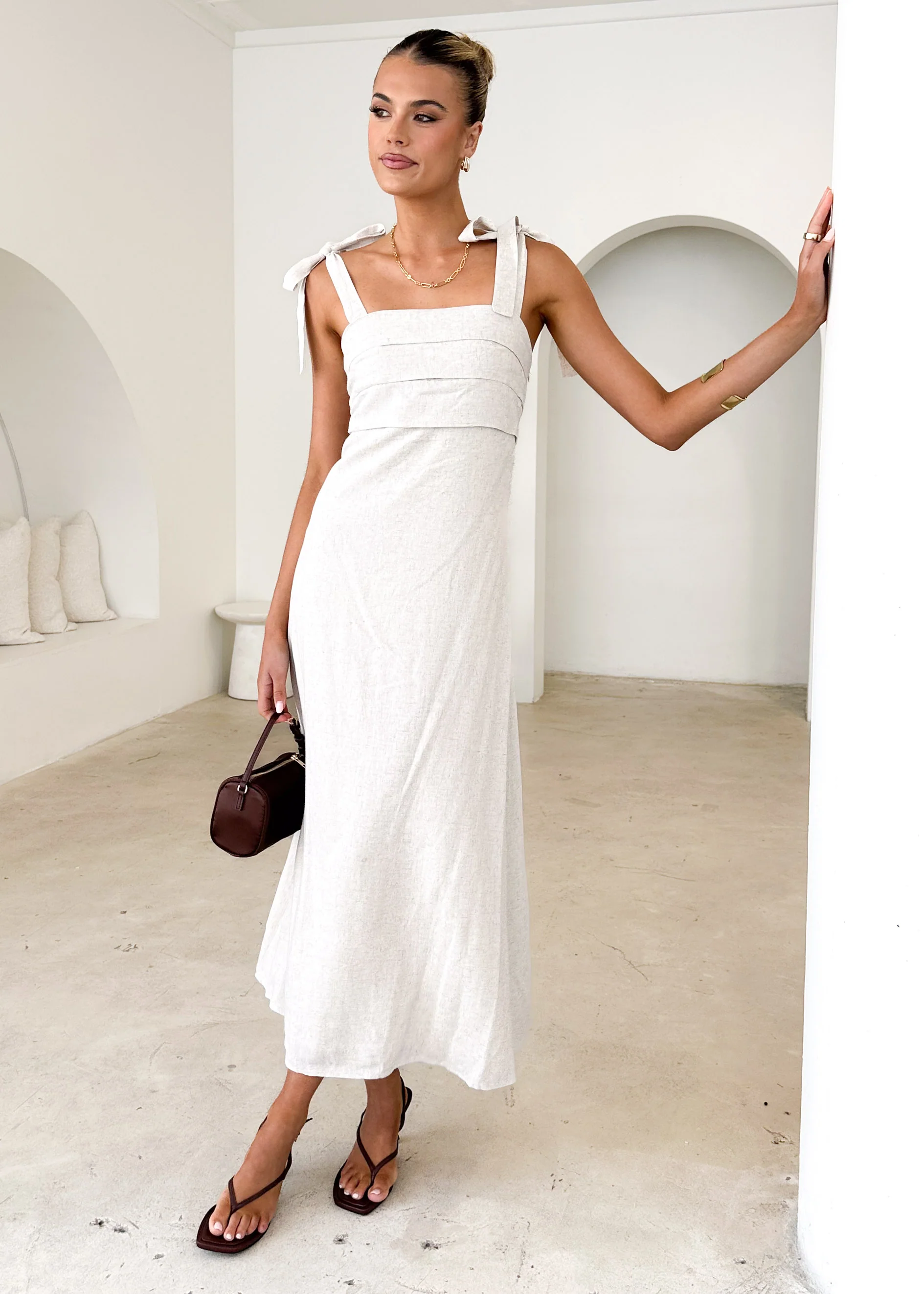 Cartia Maxi Dress - Oatmeal - Honorern