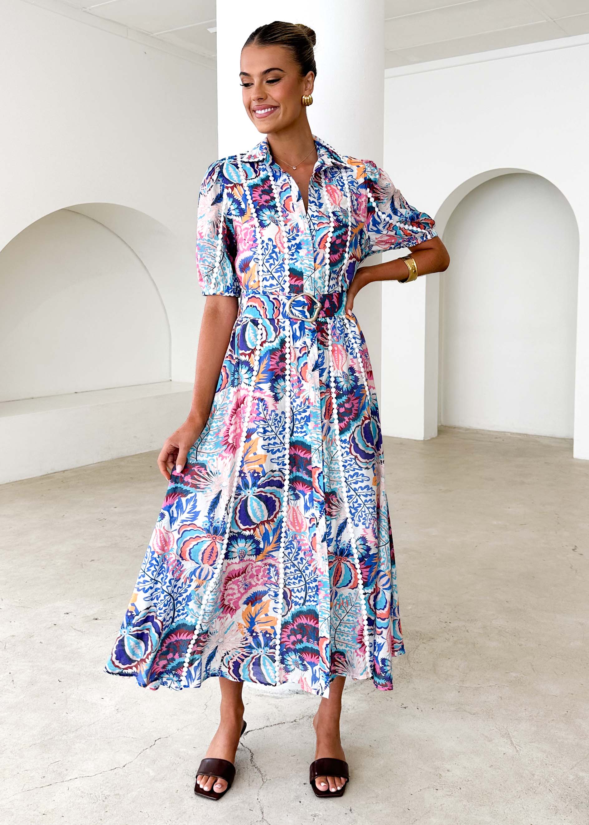 Mannia Maxi Dress - Blue Peacock - Honorern