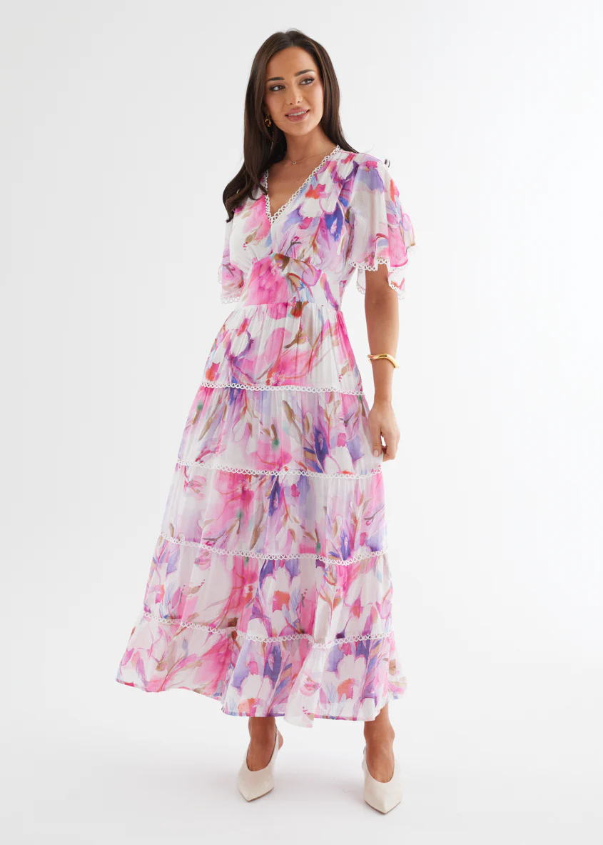 Tillie Maxi Dress - Pink Bouquet - Honorern