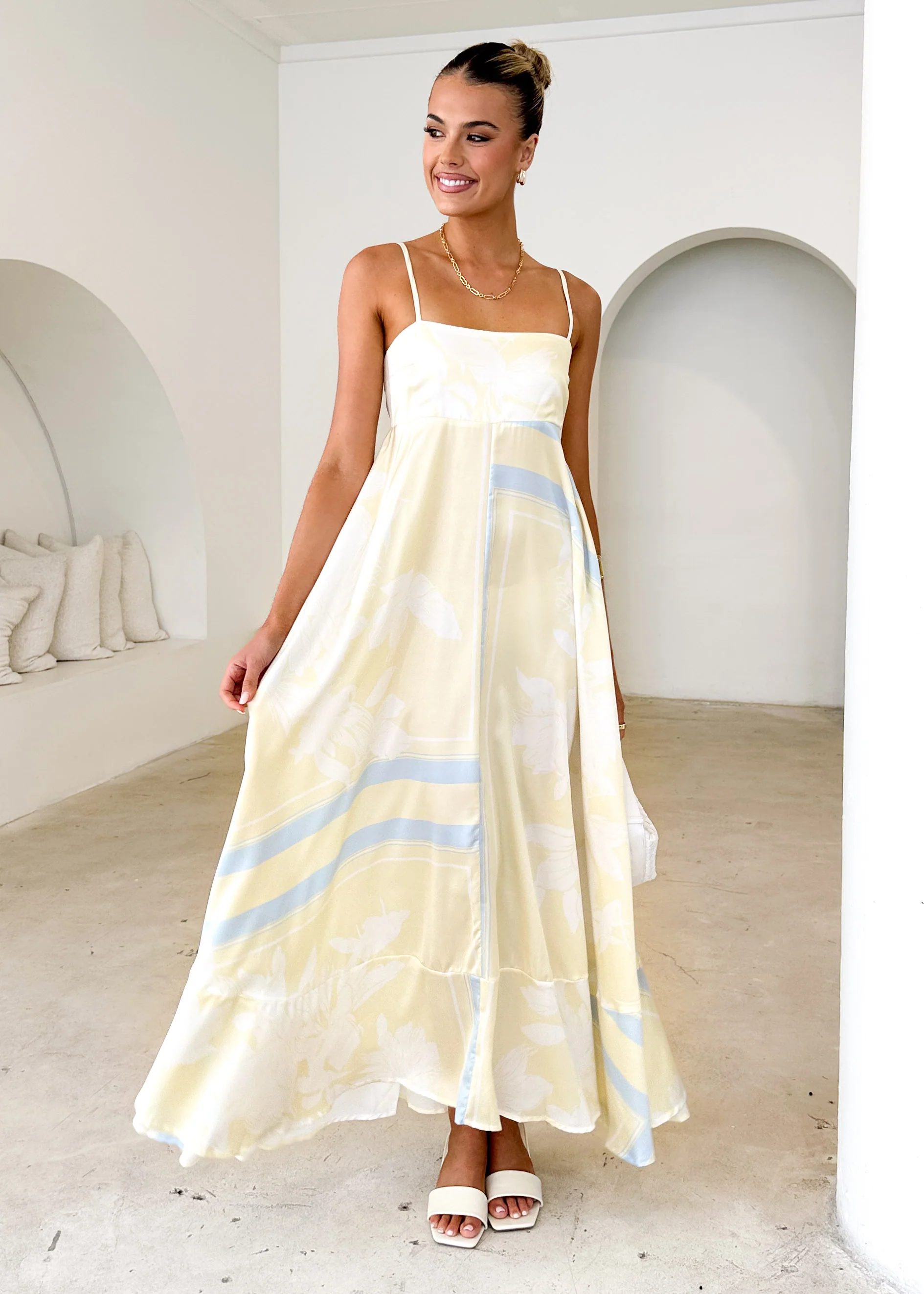 Elide Maxi Dress - Lemon Floral - Honorern