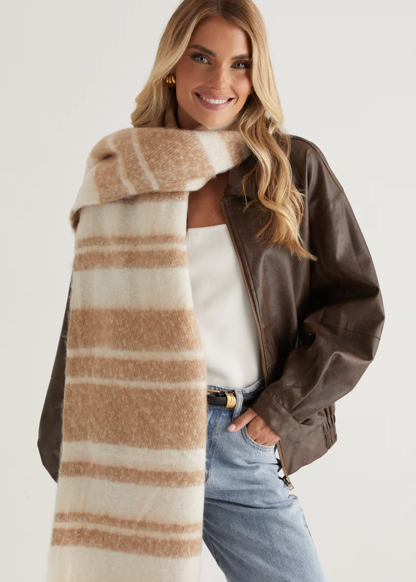 Novella Scarf - Natural Check - Honorern