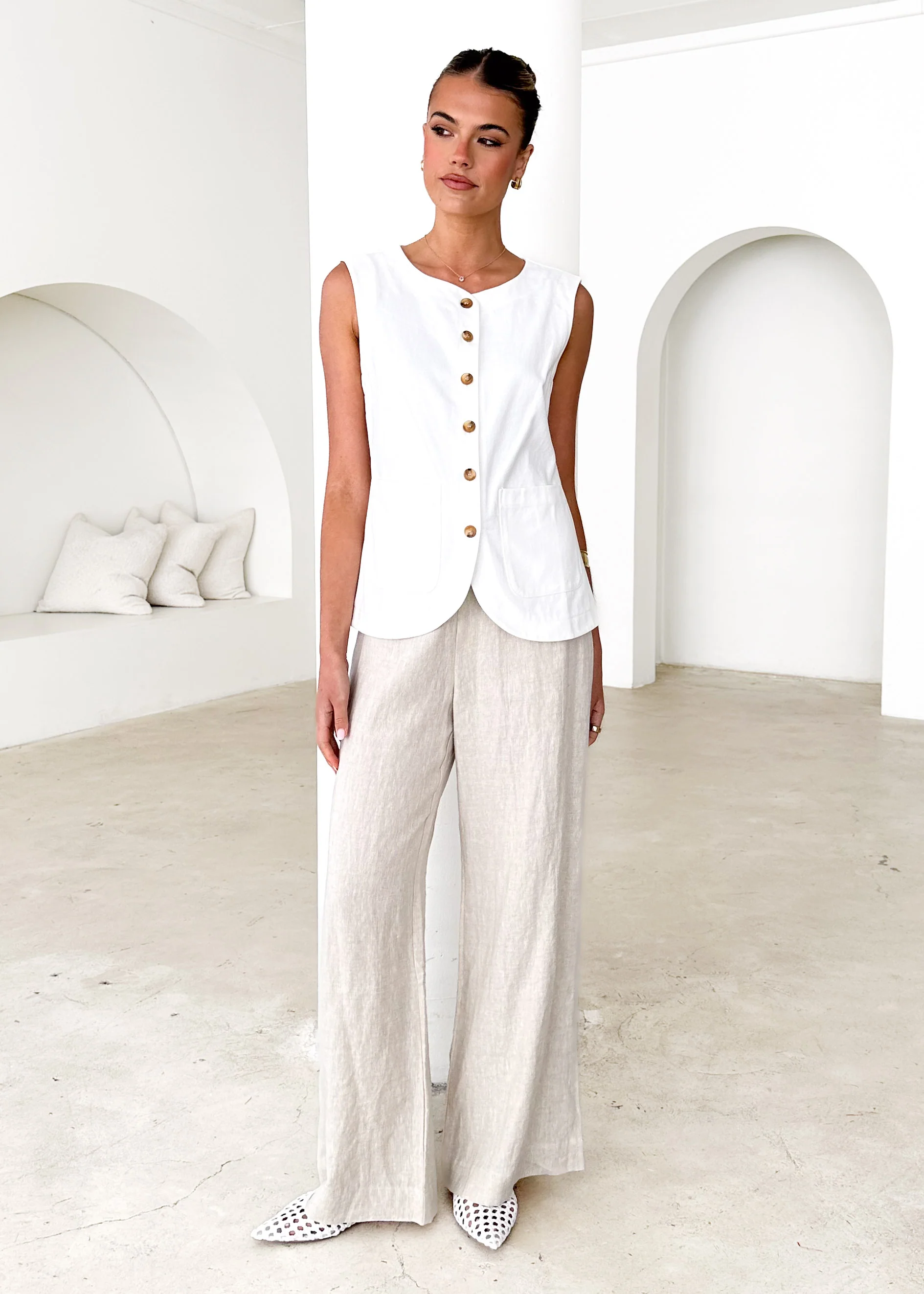 Xenon Vest Top - Off White - Honorern