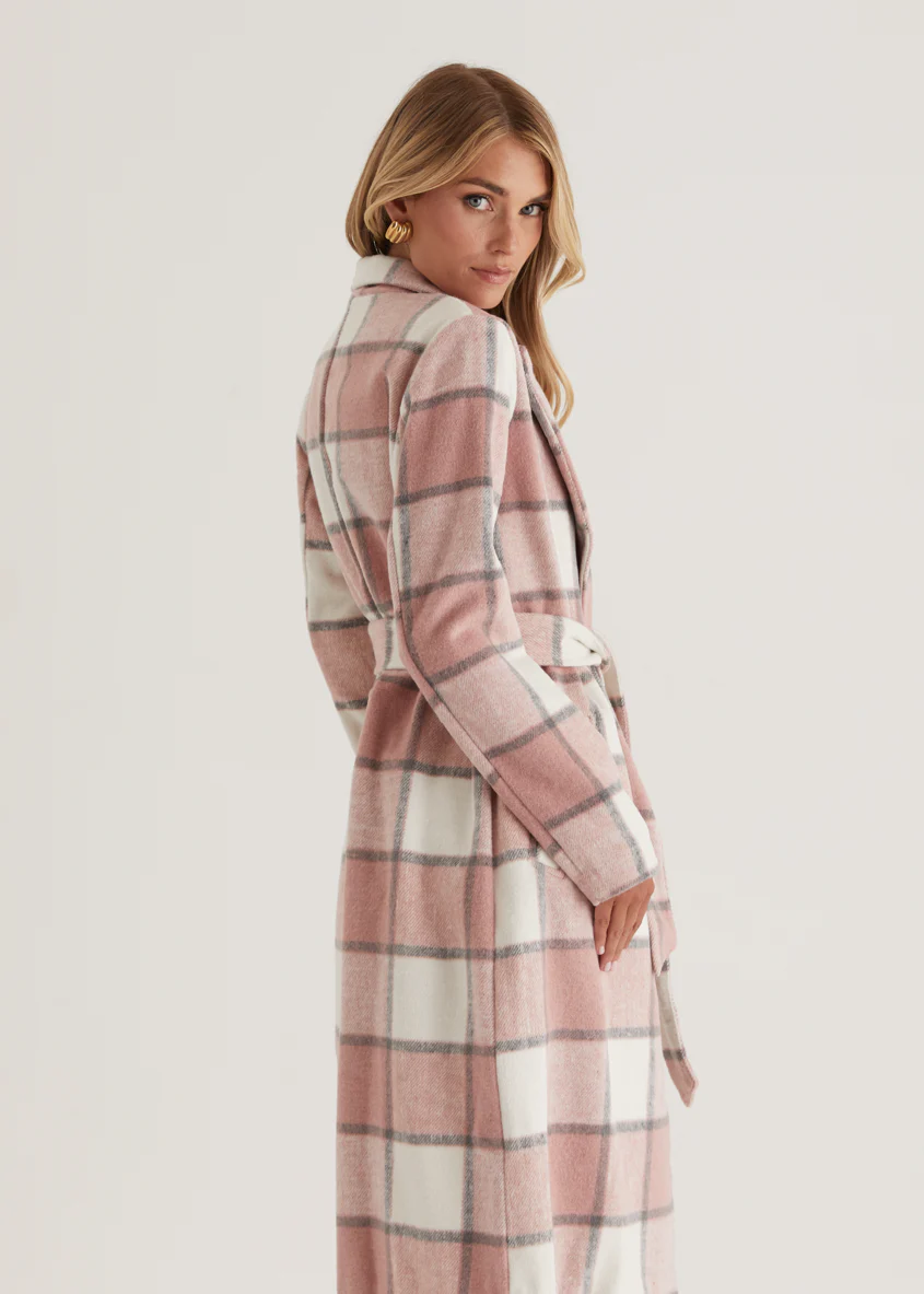 Krizzie Coat - Pink Check - Honorern