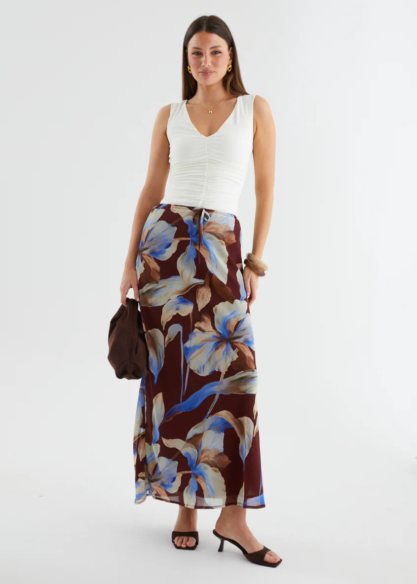 Skyla Maxi Skirt - Burgundy Anya - Honorern