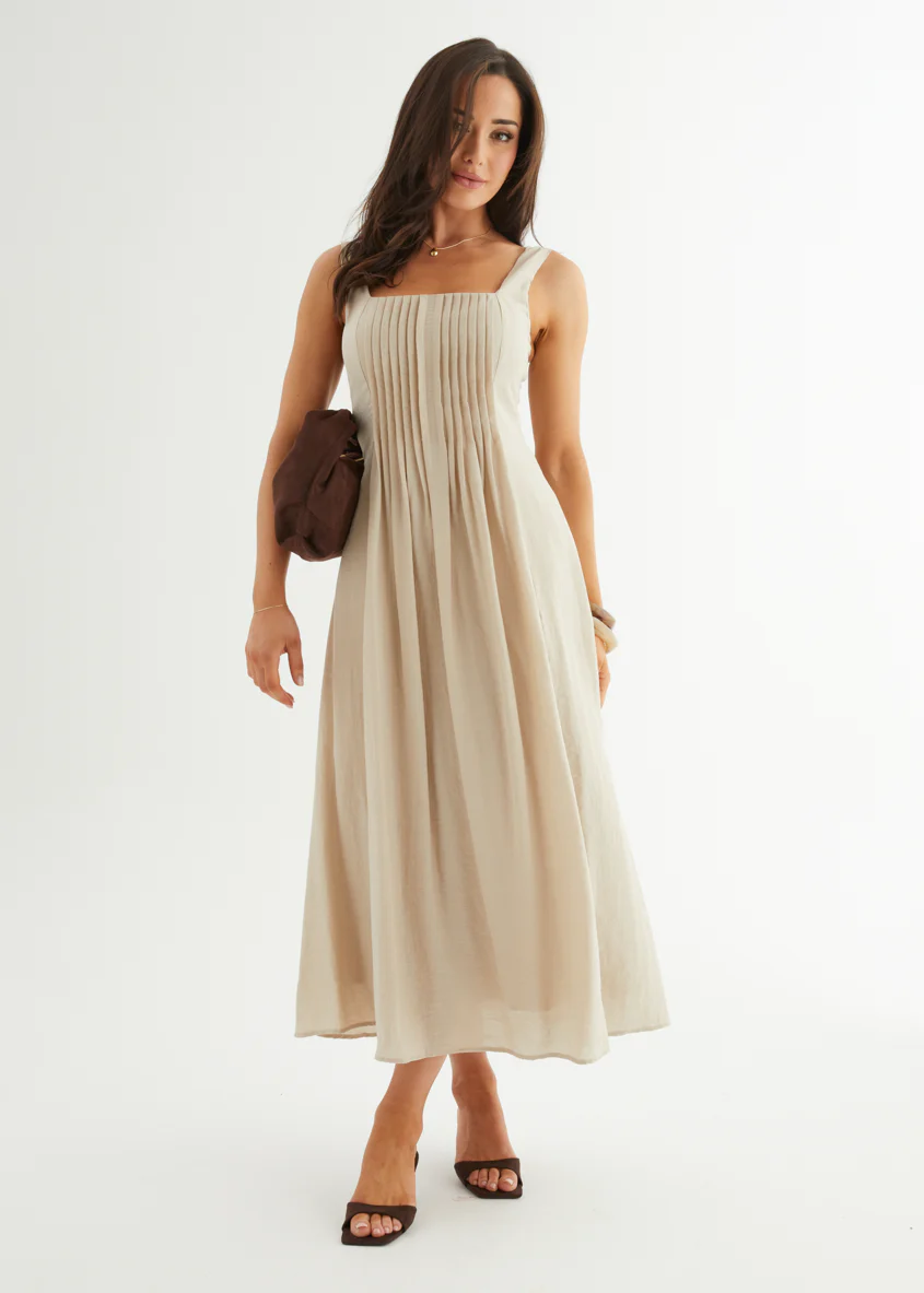 Neishia Midi Dress - Beige - Honorern